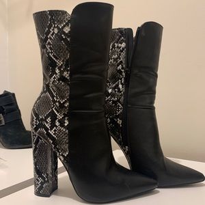 Black and snack print Just Fab boots!
